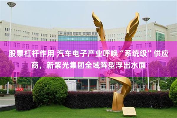 股票杠杆作用 汽车电子产业呼唤“系统级”供应商，新紫光集团全域阵型浮出水面