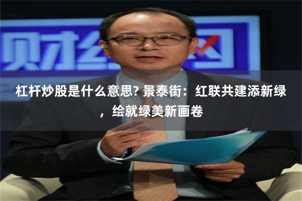 杠杆炒股是什么意思? 景泰街：红联共建添新绿，绘就绿美新画卷