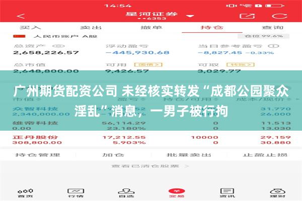 广州期货配资公司 未经核实转发“成都公园聚众淫乱”消息,一男子被行拘
