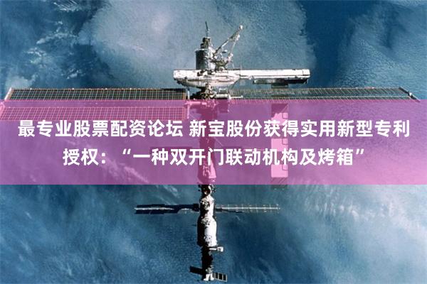 最专业股票配资论坛 新宝股份获得实用新型专利授权：“一种双开门联动机构及烤箱”