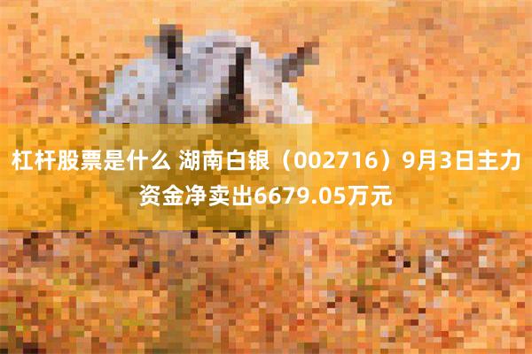 杠杆股票是什么 湖南白银（002716）9月3日主力资金净卖出6679.05万元