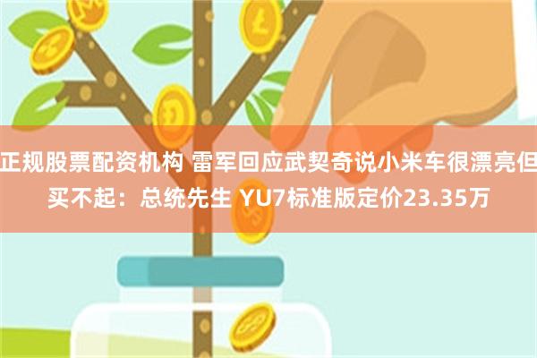 正规股票配资机构 雷军回应武契奇说小米车很漂亮但买不起：总统先生 YU7标准版定价23.35万