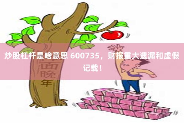 炒股杠杆是啥意思 600735，财报重大遗漏和虚假记载！