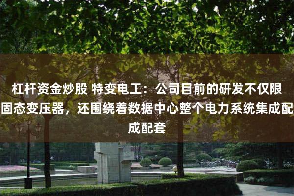 杠杆资金炒股 特变电工：公司目前的研发不仅限于固态变压器，还围绕着数据中心整个电力系统集成配套